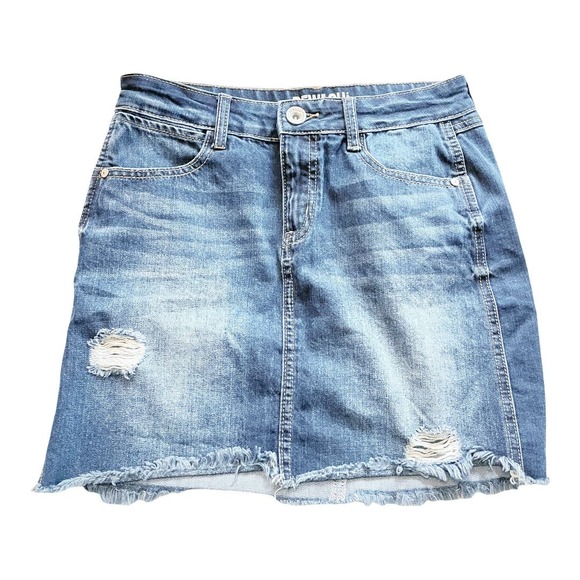 Rewash Vintage Reunion Distressed Denim Skirt Mini Jean Skirt Size 25/1 - Picture 2 of 7